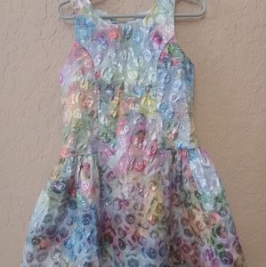 Bonnie Jean Watercolor Floral Metallic Brocade dress size 4